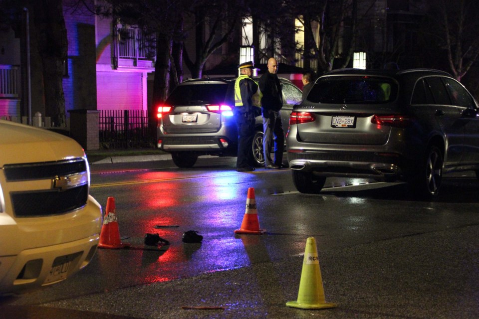 The victim's shoes form part of the tragic scene at the intersection of No. 1 and Tucker roads - near Westminster Highway - Tuesday evening, where an elderly pedestrian lost her life. Photos by Shane MacKichan