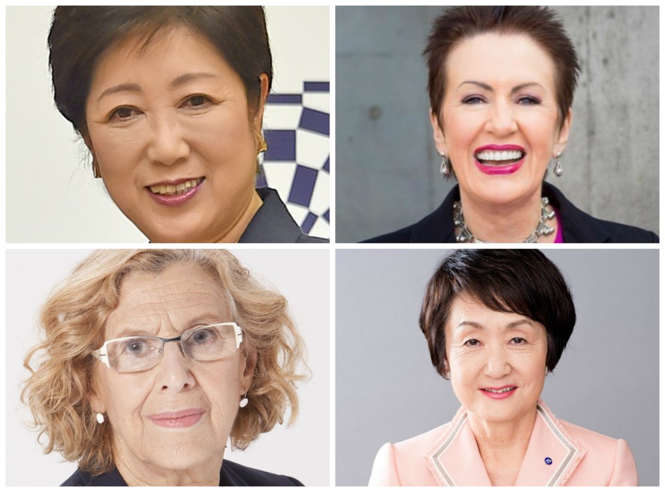 Clockwise from top left: Tokyo's Yuriko Koike, Clover Moore (Sydney), Fumiko Hayashi (Yokohama) and