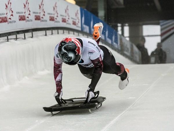 North Vancouver's Jane Channell flies into her run at the Whistler Sliding Centre last November. The Handsworth grad will compete in her first Olympic Games next month in South Korea. photo Guy Fattal