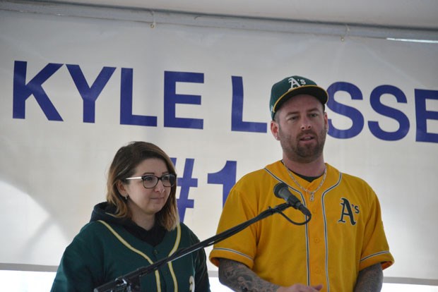 Kyle Losse's parents, Niki and Brian speak at his celebration of life Sunday afternoon.