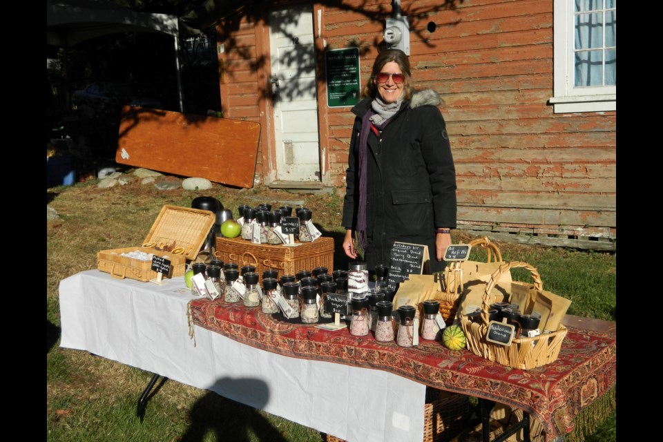 Lisa Rainbird selling herb salts on Bowen Island.