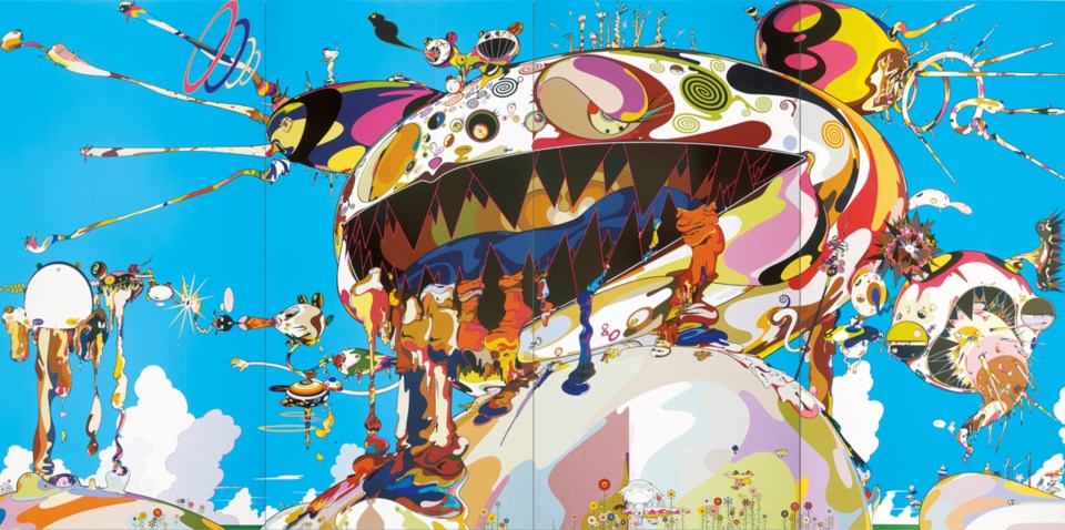 Takashi Murakami, Tan Tan Bo Puking, a.k.a. Gero Tan, 2002, acrylic on canvas mounted on board, priv