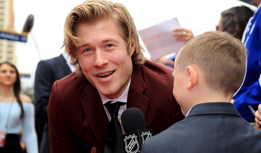 Brock Boeser All-Star hair on the red carpet