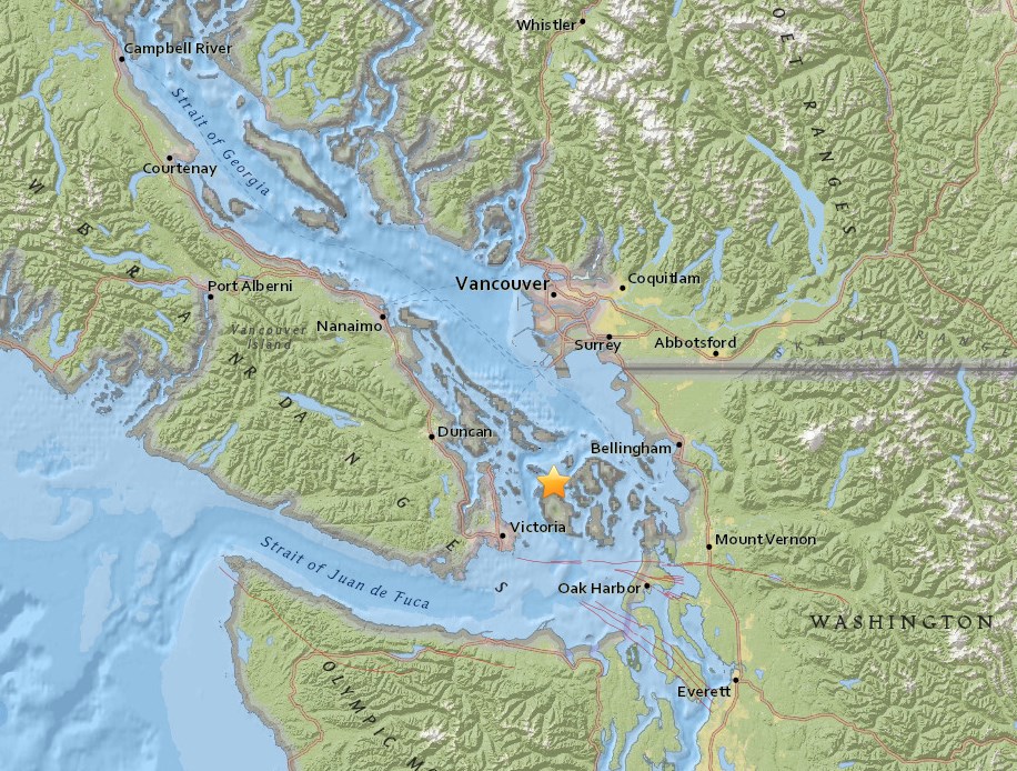 Map - earthquake Feb. 3, 2018