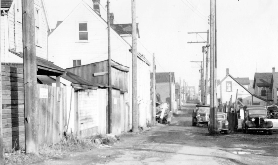 A view of Hogan’s Alley in 1958. Photo City of Vancouver Archives P508.53