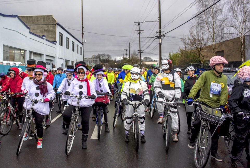 Portland’s Worst Day of the Year Ride is a festive affair.