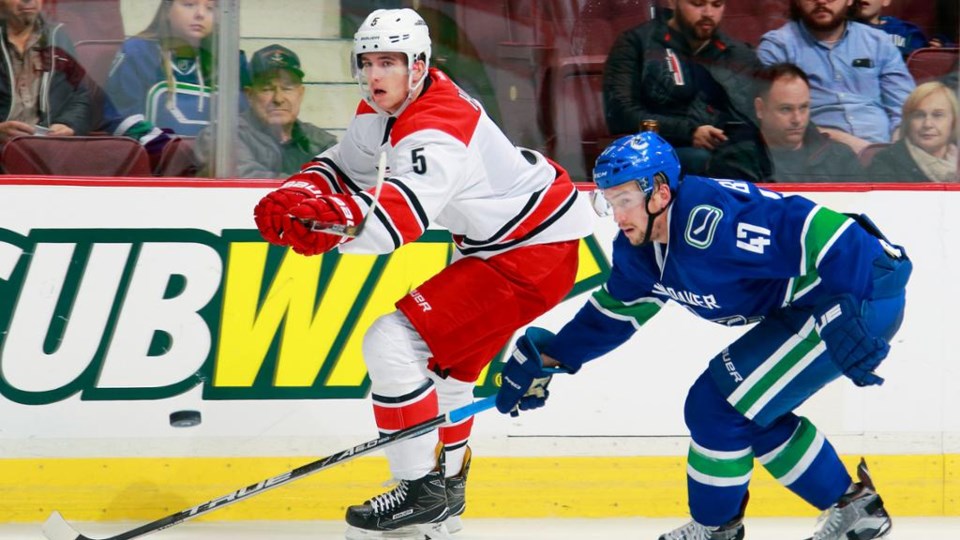 Noah Hanifin and Sven Baertschi