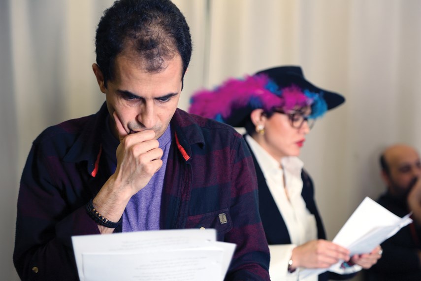 Zhoobin Ghaziani and Sanam Salimi Elisei go over a scene in Hamletak. The Blue Light Theatre Group perform Ofogh Iraji's adaptation of Shakespeare's Hamlet at Centennial Theatre on Sunday, Feb. 18 at 6:30 p.m.