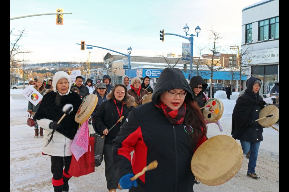 About 50 people gathered Wednesday afternoon for the annual Women's Memorial March in Prince George. The march was held to commemorate indigenous women who have gone missing or who were murdered, including many who were found along Highway 16. February 14, 2018