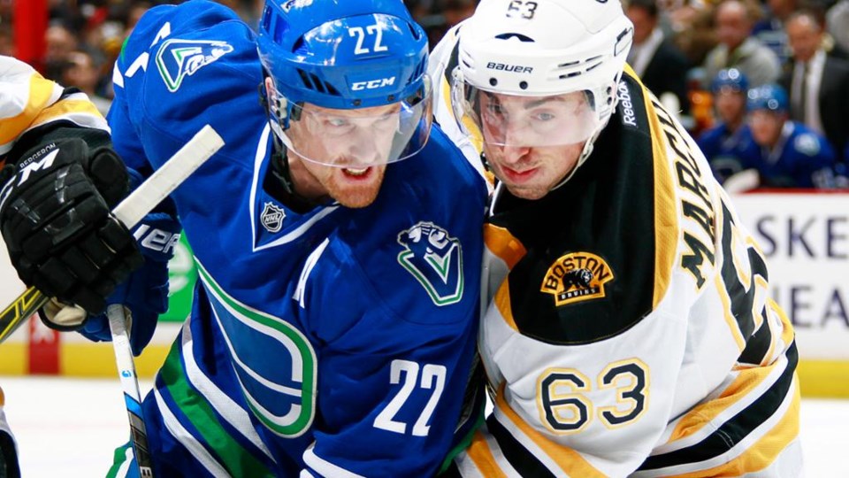 Daniel Sedin vs Brad Marchand as the Canucks face the Bruins