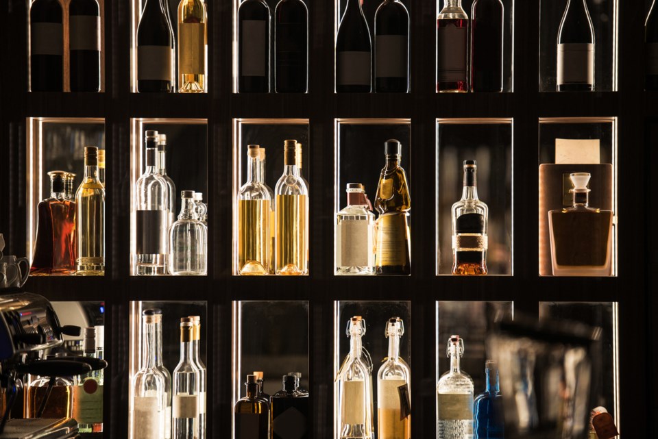 spirits behind a bar