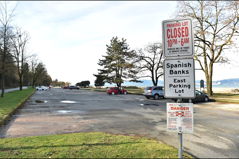 Vancouver Park Board announced March 28 it is backing off the plan to charge for parking at Spanish Banks, at least temporarily. Photo Dan Toulgoet
