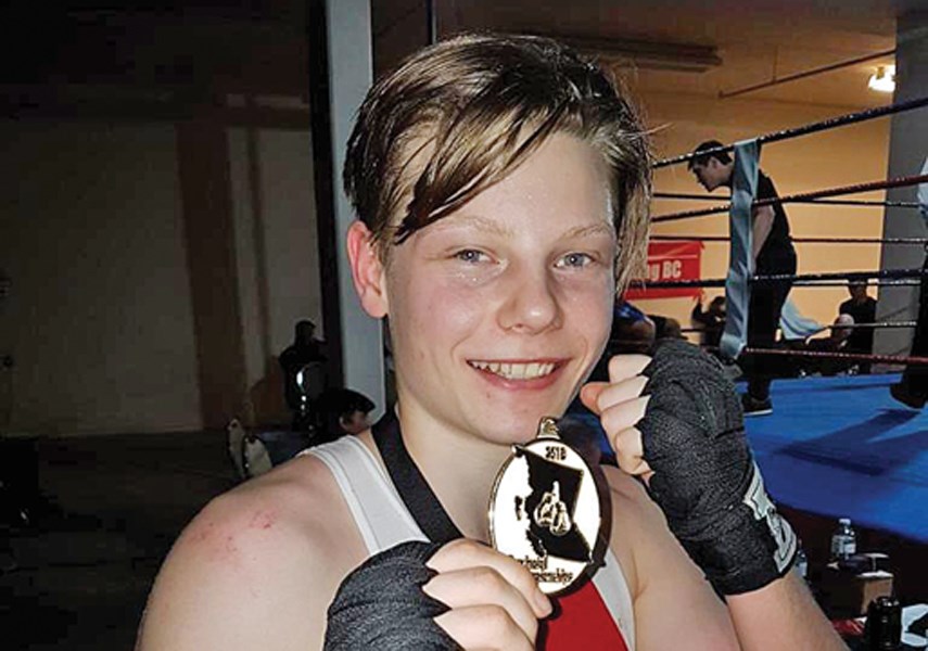 Jonathan Hannah of Griffins Boxing Club shows off his provincial championship gold medal. photo supplied