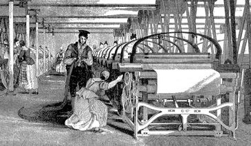 Powerloom weaving in 1835