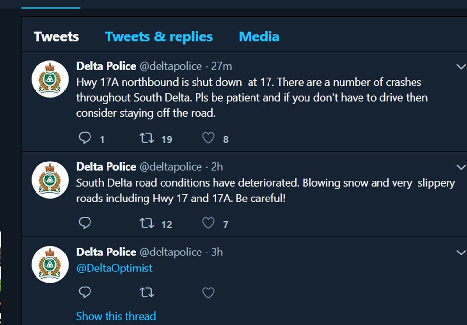 police snow report delta