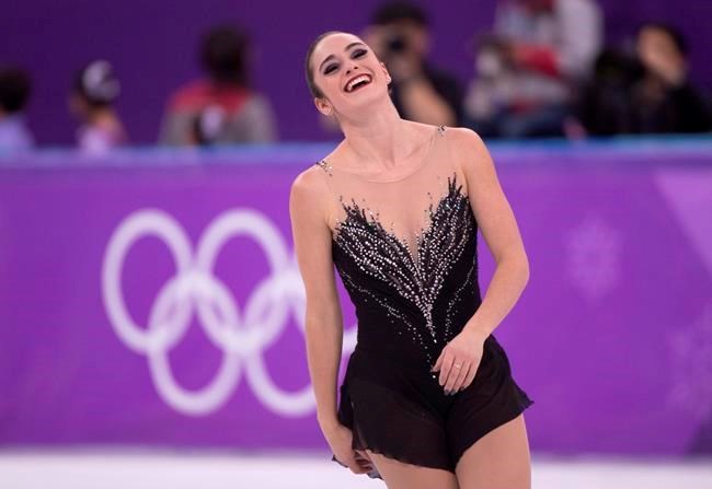 Canada's Kaetlyn Osmond reacts at the end of her performance in the women's figure skating free program at the Pyeongchang Winter Olympics Friday, February 23, 2018 in Gangneung, South Korea. THE CANADIAN PRESS/Paul Chiasson