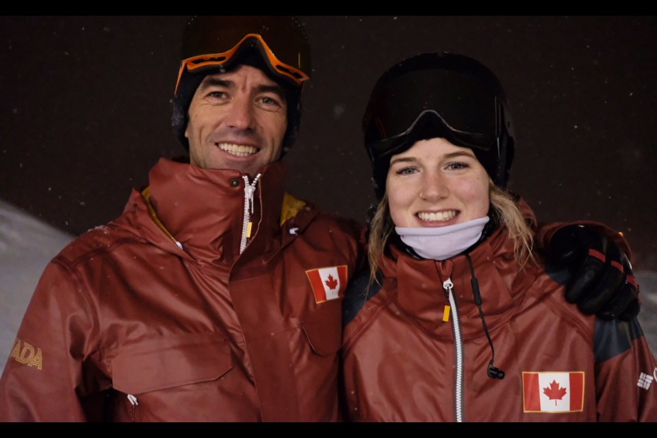 Squamish coach Trennon Paynter with Olympic gold medallist Cassie Sharpe.