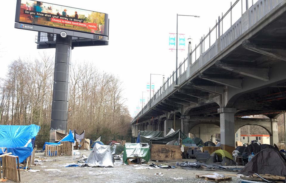 Burrard Bridge tent city for Colony