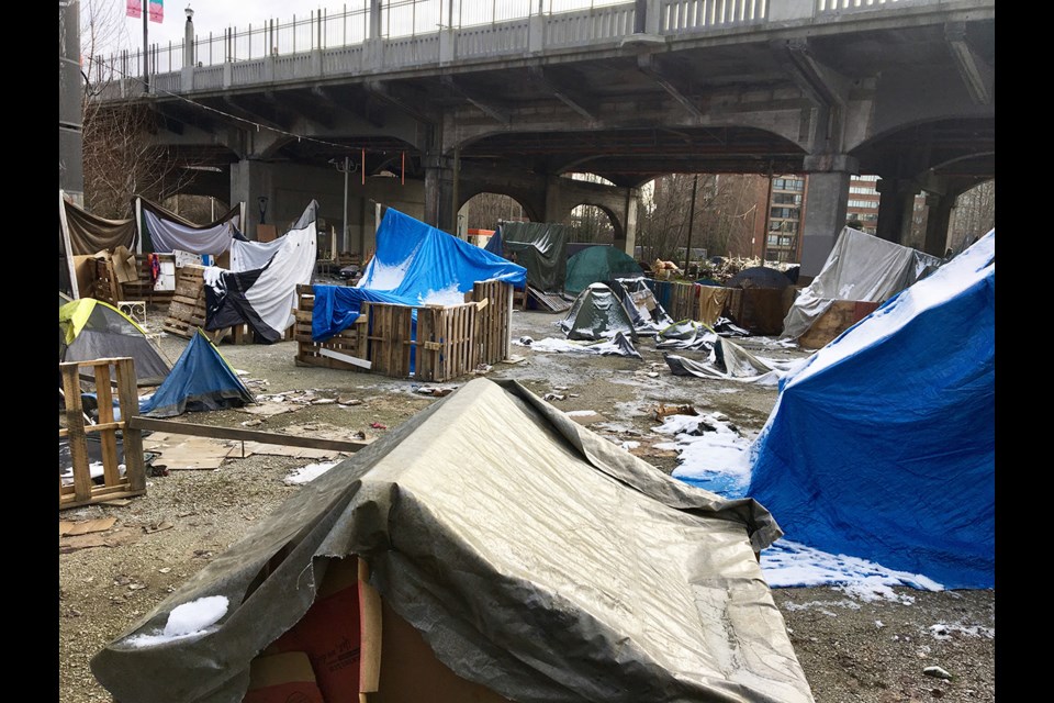 What looked like an emerging tent city for homeless people under the south end of the Burrard Bridge was actually a set for a Netflix series. The tents and tarps were supposed to be a refugee camp.