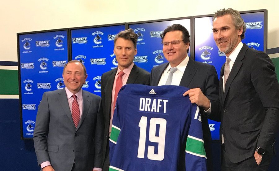 Gary Bettman, Gregor Robertson, Francesco Aquilini, and Trevor Linden announce 2019 NHL Entry Draft