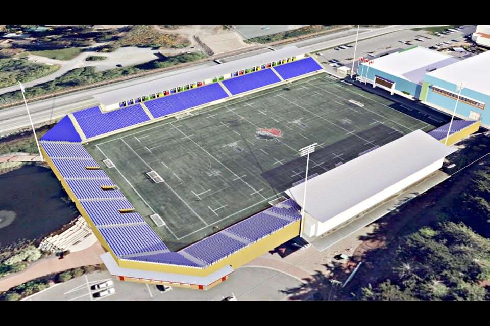 Artist's preliminary rendering of proposed expansion to Langford&Otilde;s Westhills Stadium.