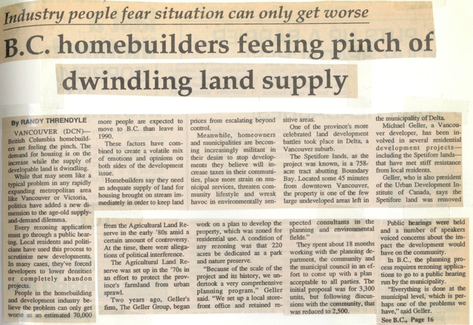 Land pinch Toronto Commercial News February 1990