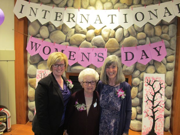 Delta MP Carla Qualtrough with Waterford resident Bianca Polo and her daughter Sandra MacFarlane were guest speakers at an International Women’s Day event at the Waterford, an assisted living residence in Tsawwassen.