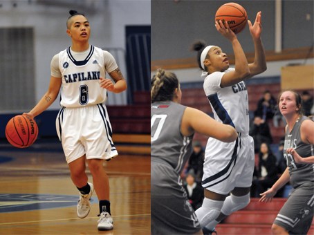 Capilano's Ashley dela Cruz Yip (left) and Carmelle M'Bikata, a.k.a. Ace and Carm, have spent the past five season rewriting the team's record book. photos Paul McGrath, North Shore News