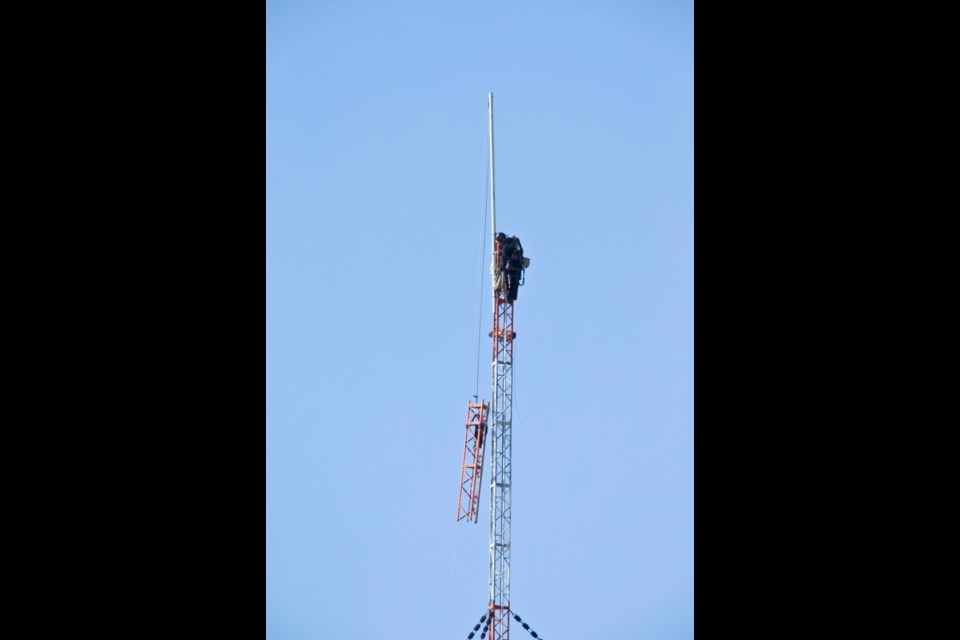 Two of the four, CBC communication towers on the south end of the West Dyke Trail were recently dismantled. Photos by Cliff Houff