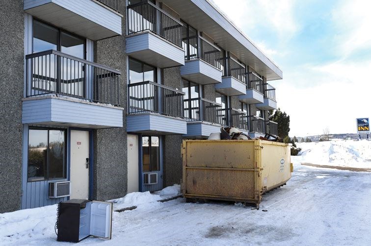 Dunpsters full of the old furniture from the rooms of the Connaught Inn. The motel is under new ownership.