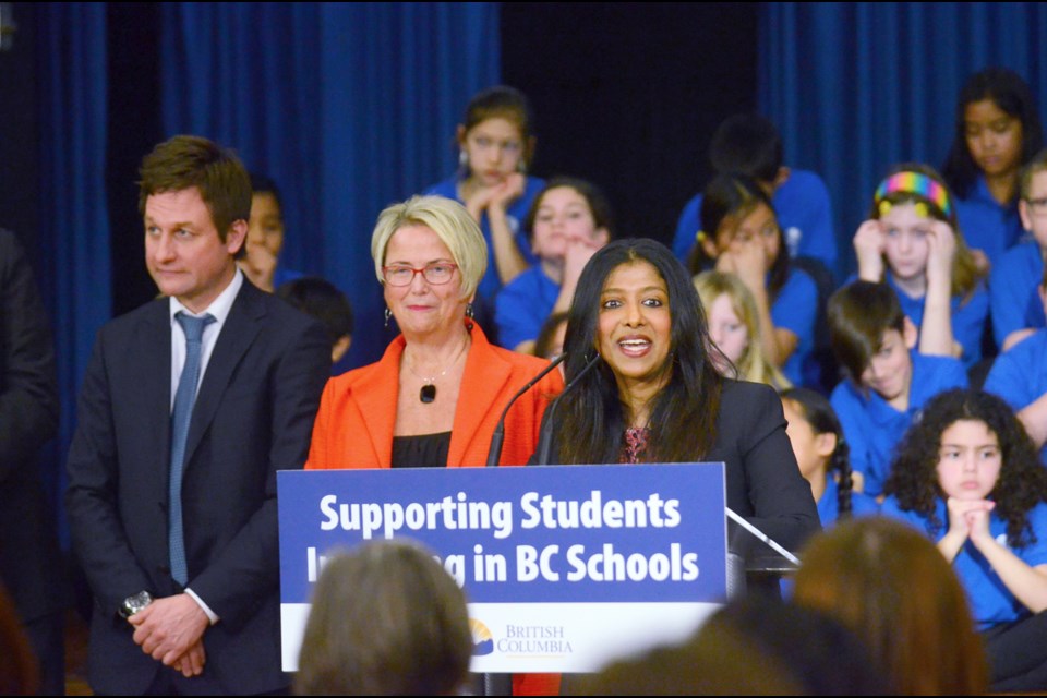 Tweedsmuir vice-principal Debbie Ramen speaks at a funding announcement last Friday at Richard McBride Elementary School.