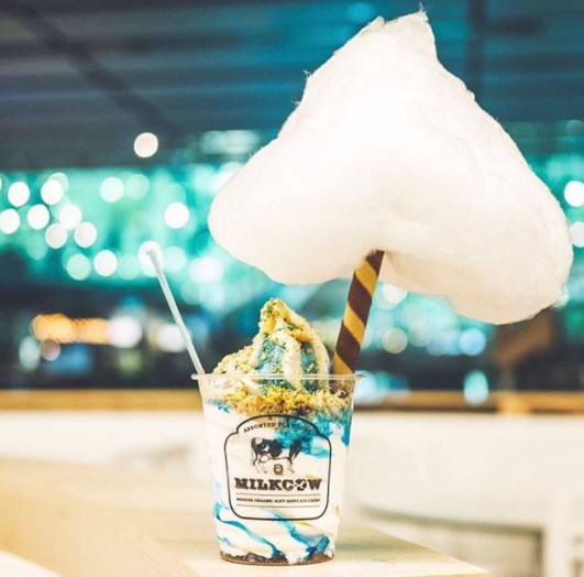 Cotton candy ice cream café Milkcow is offering free ice cream this weekend. Photo courtesy / Milkcow Instagram