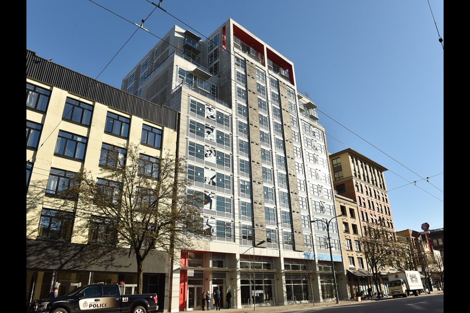 The Olivia Skye building at 41 East Hastings was built on the former site of United We Can bottle depot. It offers 198 suites ranging in rent from $375 to $1,561 per month. Photo Dan Toulgoet