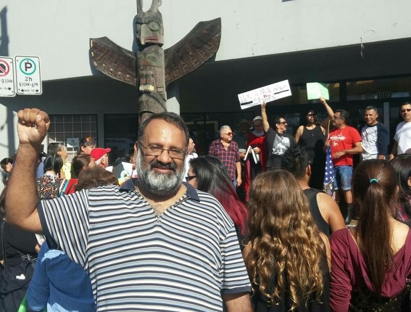 Rally organizer Imtiaz Popat, shown here at a separate rally last year.