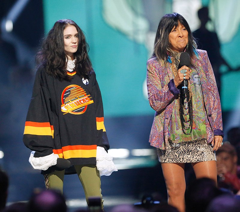 Grimes and Buffy Sainte-Marie were presenters at Sunday night's Juno Awards.