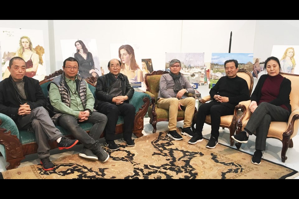 Six established Chinese artists will showcase their impressions of Richmond in an upcoming art exhibition called “Silk Road – An Art Journey From Xi’an to Vancouver” held at Lipont Place. (Left to right) Xiaoyang Yang, Jianjun Ke, Beiping Guo, Guodong Han, Lixian Zhang and Wangping Li. Daisy Xiong photo