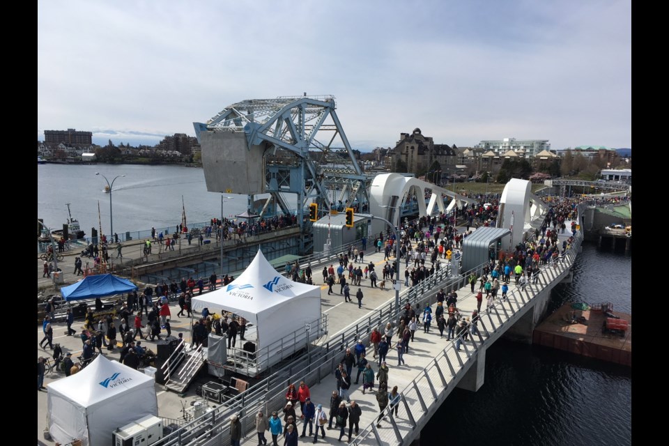 The new Johnson Street Bridge is the site of a celebration