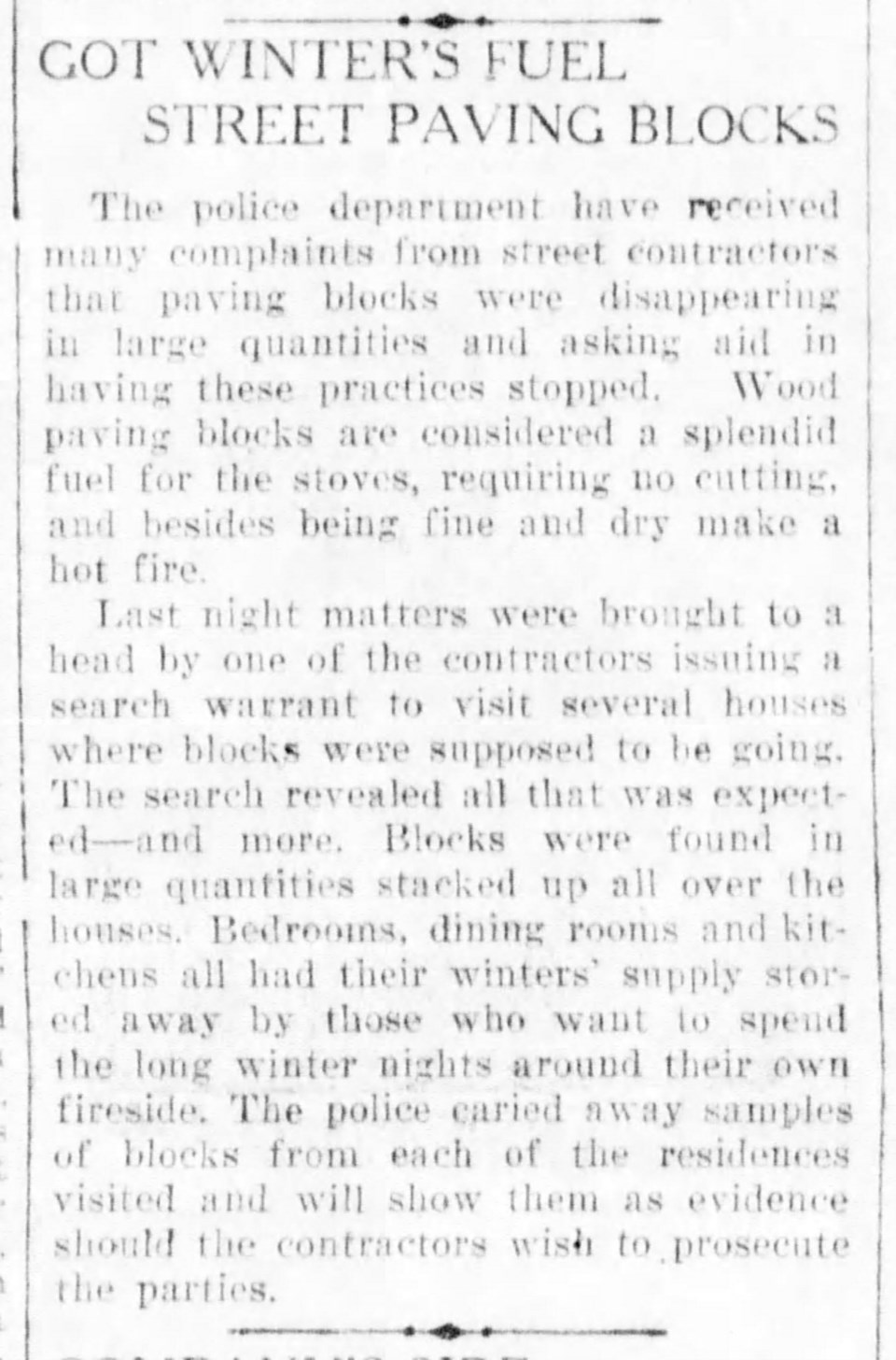 An article about wooden pavers from Nov. 12, 1909 in the Vancouver Daily World. Courtesy of Patrick