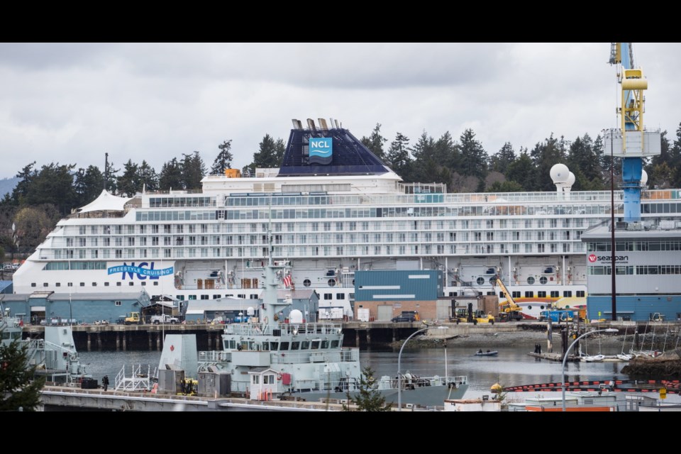 The Norwegian Sun at Esquimalt Graving Dock. April 3, 2018