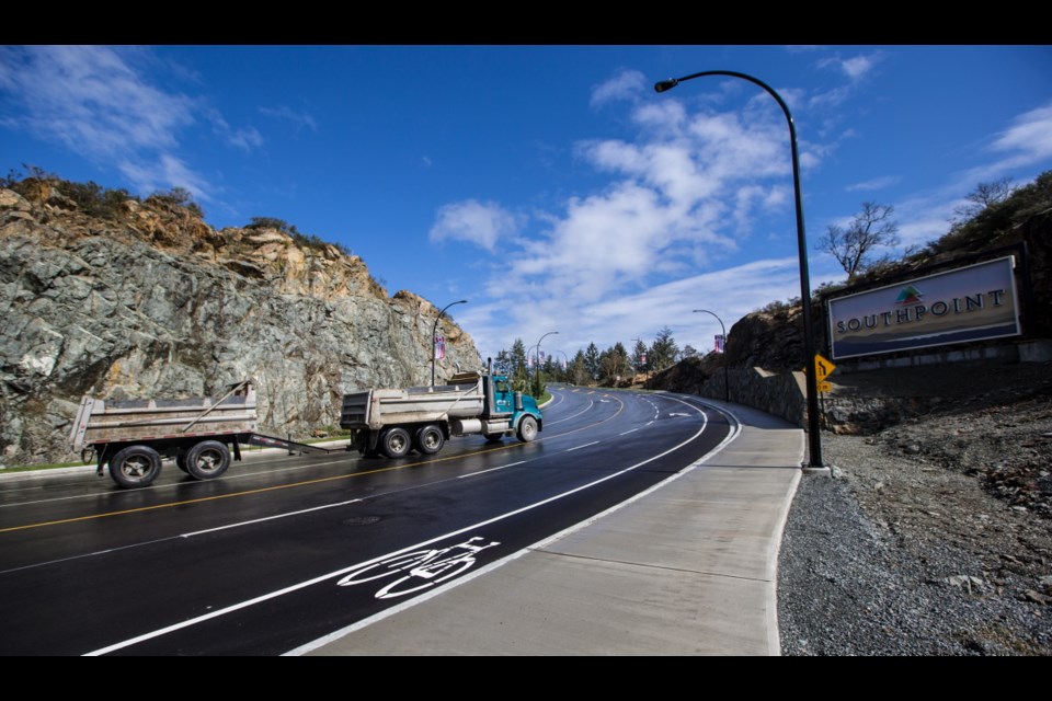 The entrance to Langford's new Bear Mountain Parkway, which opened on Tuesday, April 10, 2018.