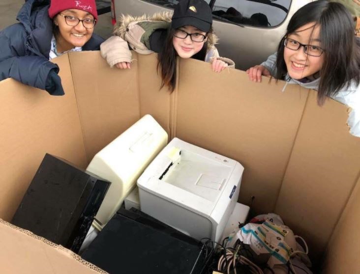 Members of the Richmond secondary Green Team that won the 2018 BC Green Games grant from Science World for collecting electronic waste.