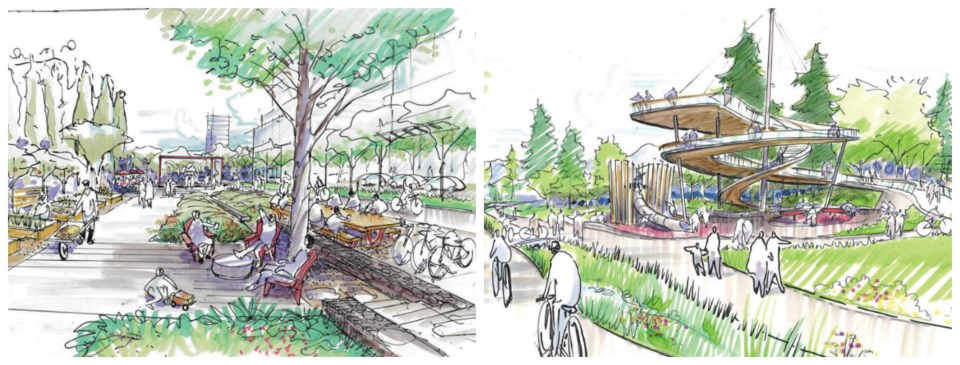 Zone one: Harvest Table (left). Zone eight: The Lookout (right).