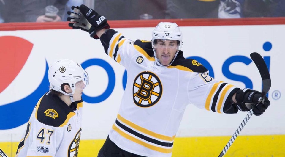 Brad Marchand celebrates a goal