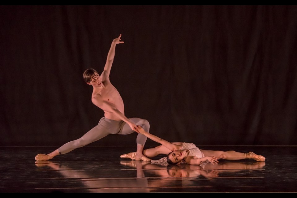 Dancers Risa Kobayashi and Luke Thomson in a recent performance of Luminous by Ballet Victoria. The dance troupe is holding its Spring Soiree fundraiser on Saturday, with many prizes up for auction at the event.