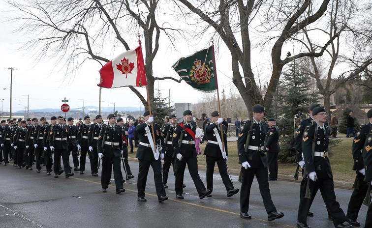 The colours of the Rocky Mountain Rangers fly proudly on Saturday morning after a ceremony where the regiment had the Freedom of the City award bestowed on them.