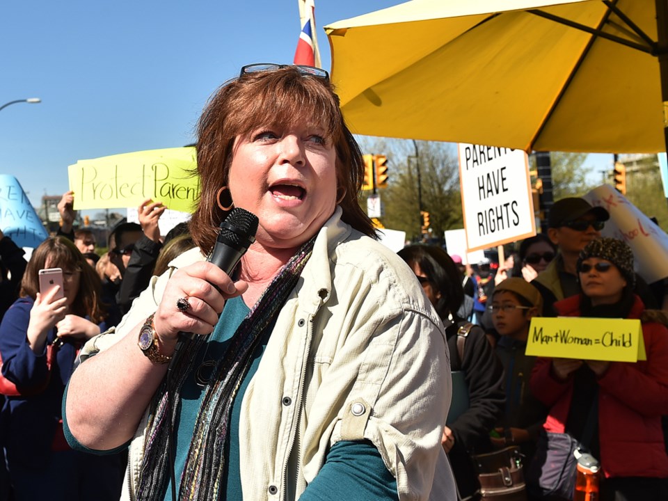 Kari Simpson and her group Culture Guard were behind the anti-SOGI rally on Monday. Photo Dan Toulgo