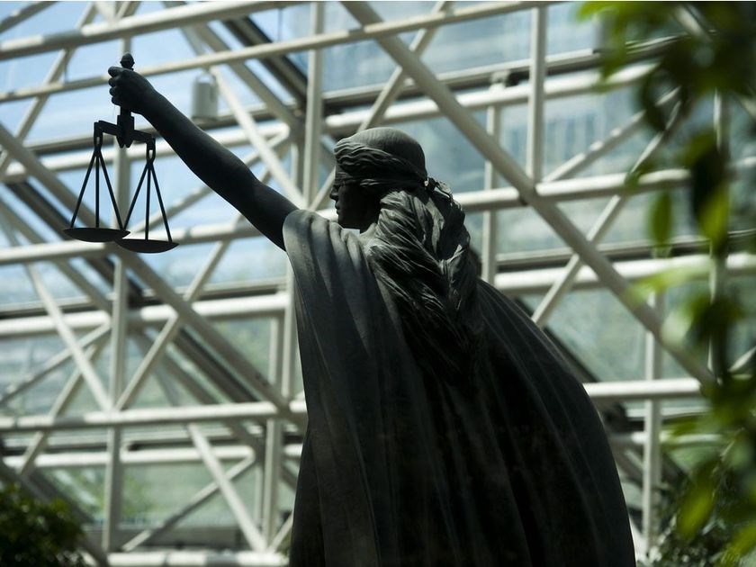 The Scales of Justice statue at B.C. Supreme Court in Vancouver.