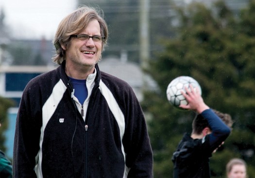 Harry Green follows the action while coaching a youth team for the North Vancouver Football Club. Filmmaker Tim Hardy, whose son played for Harry, started to document the coach and his team four years ago after Green was first diagnosed with cancer. photo Tim Hardy