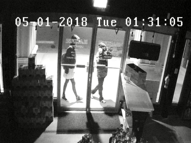 Security camera image of the suspects in a May 1 break-in at the Blackfish Liquor Store