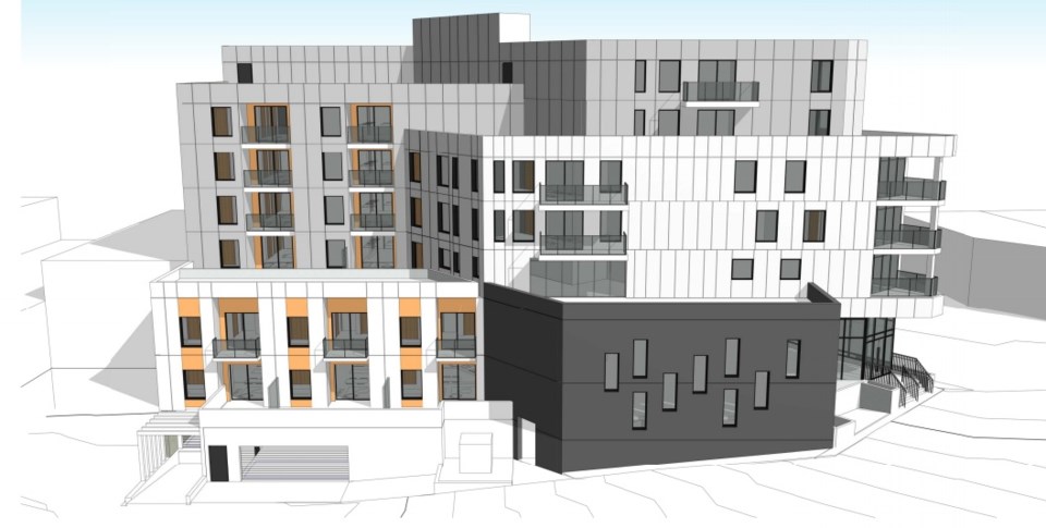 Kingsway Clark rental building aerial rendering